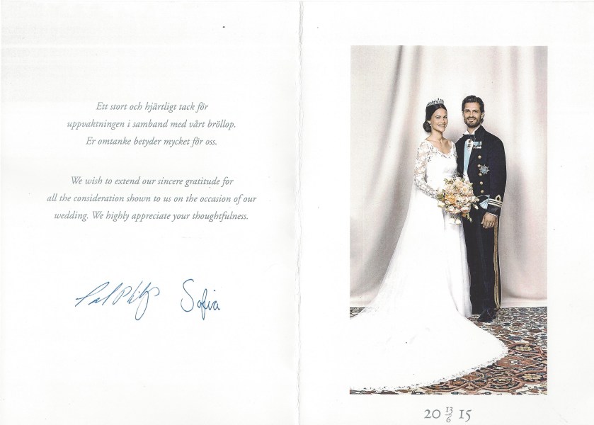 Sophia and Carl Philip Wedding Card