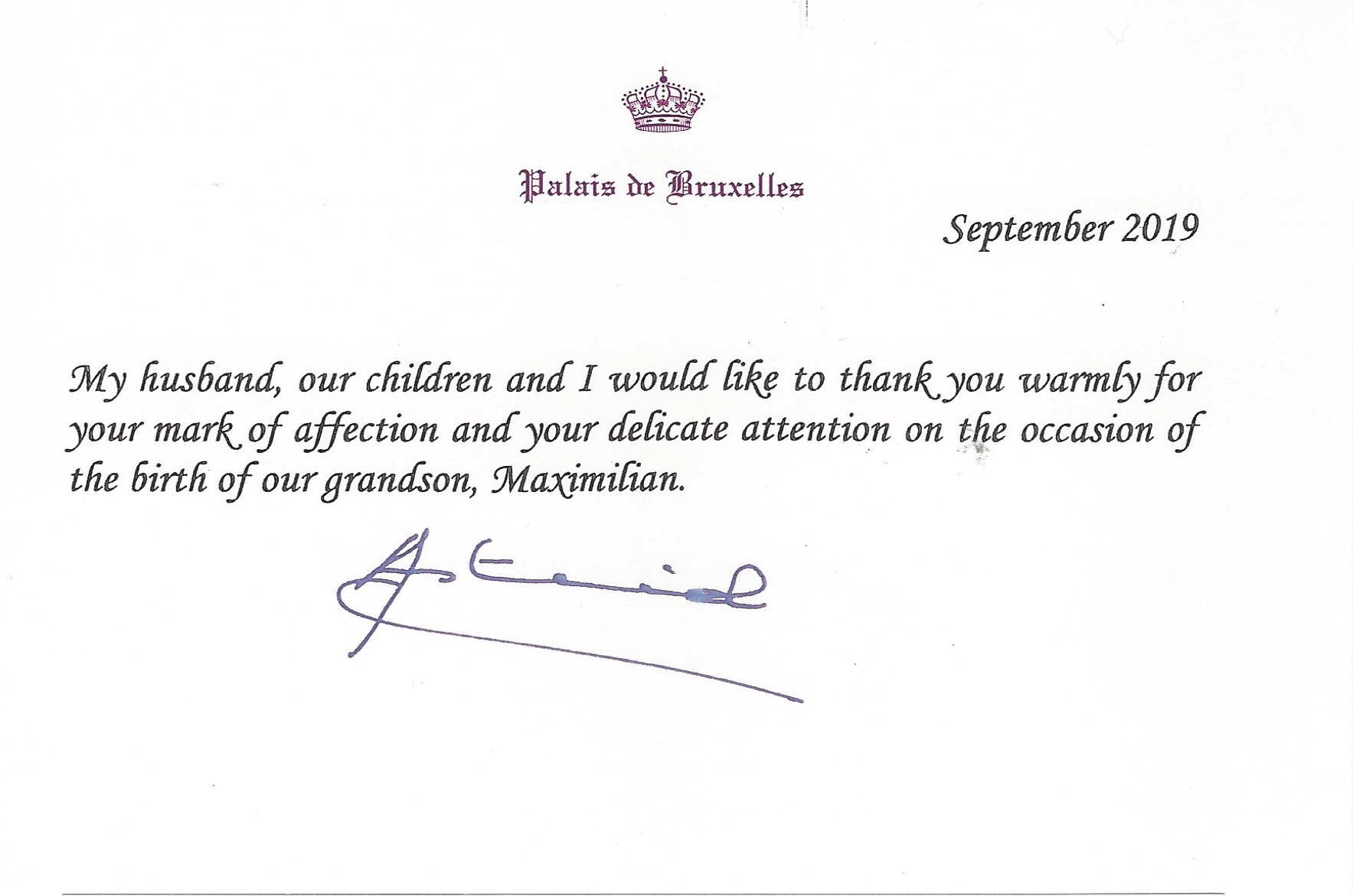 Birth of Archduke Maximilian Message