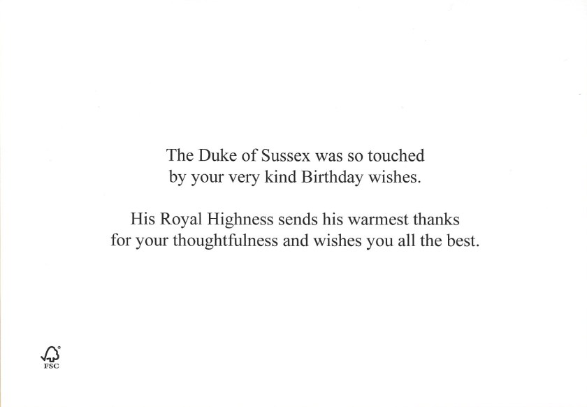 Duke of Sussex Birthday Message