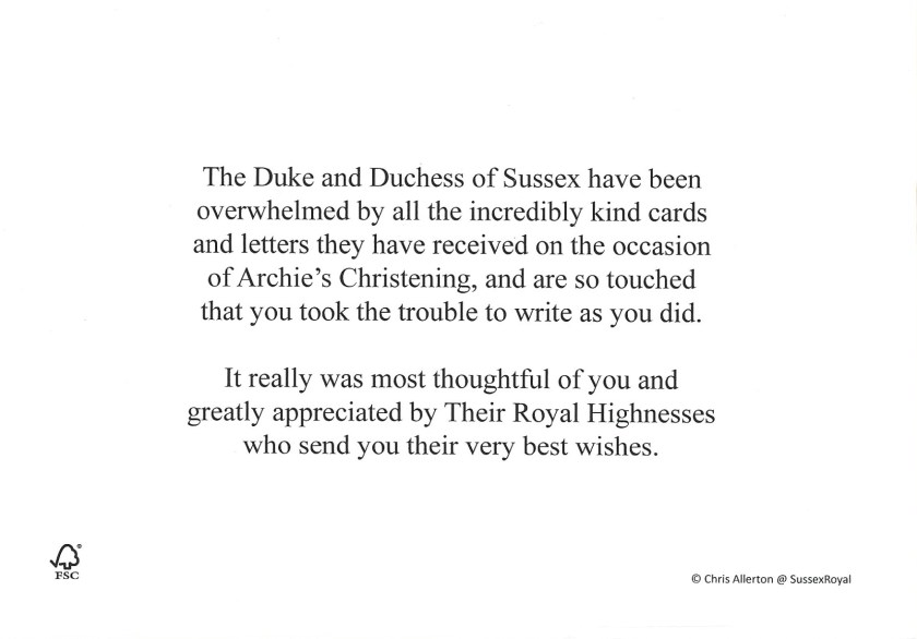 Archie Christening Message Sussex