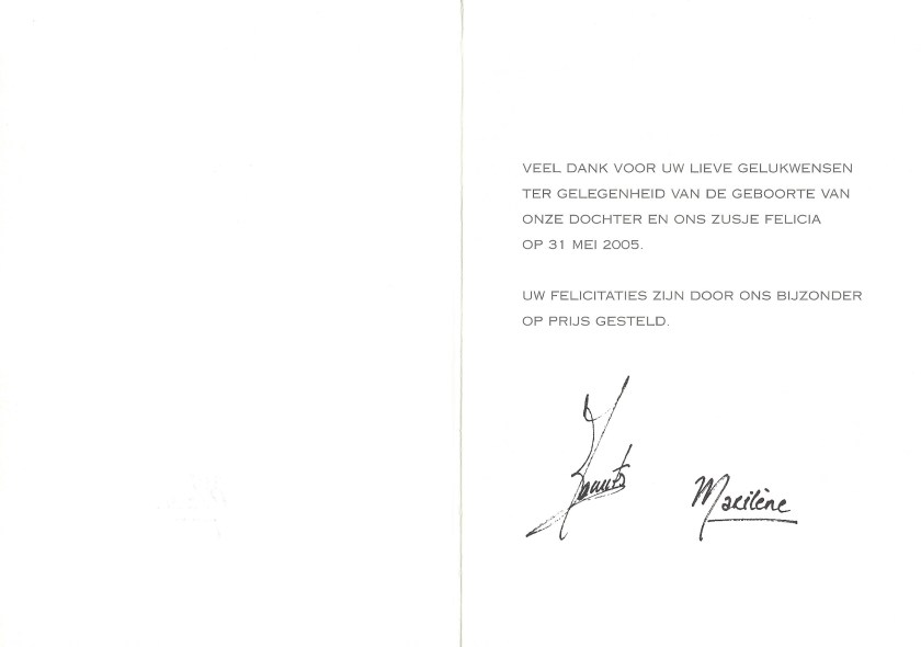 Birth of Felicia Card