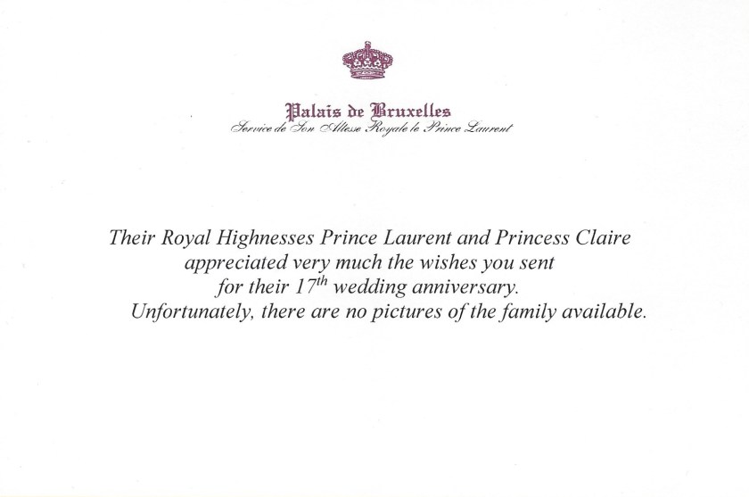 Prince Laurent and Princess Claire 17th Wedding Anniversary