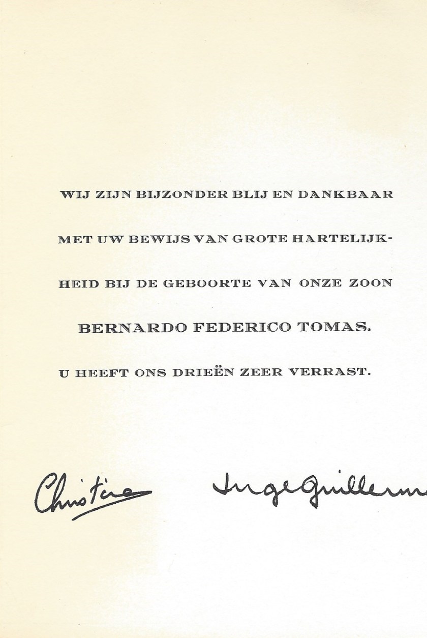 Birth of Bernardo Card Message