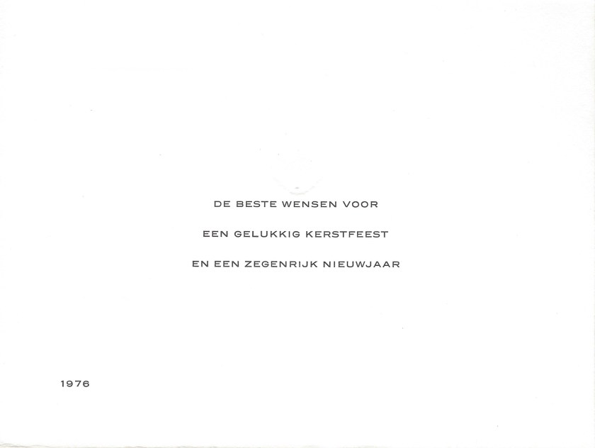 Juliana and Bernhard Christmas Card Message 1976