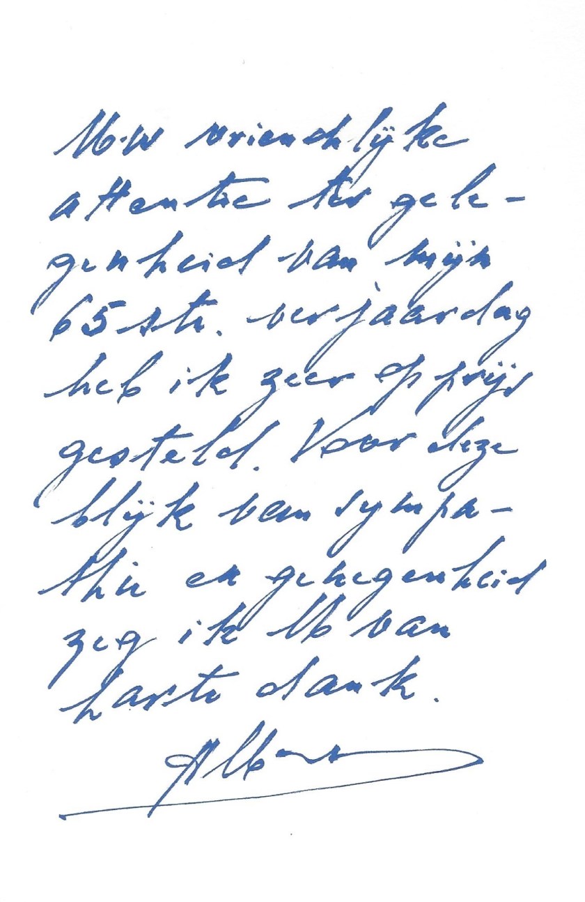 Albert II, King of the Belgians Card Message