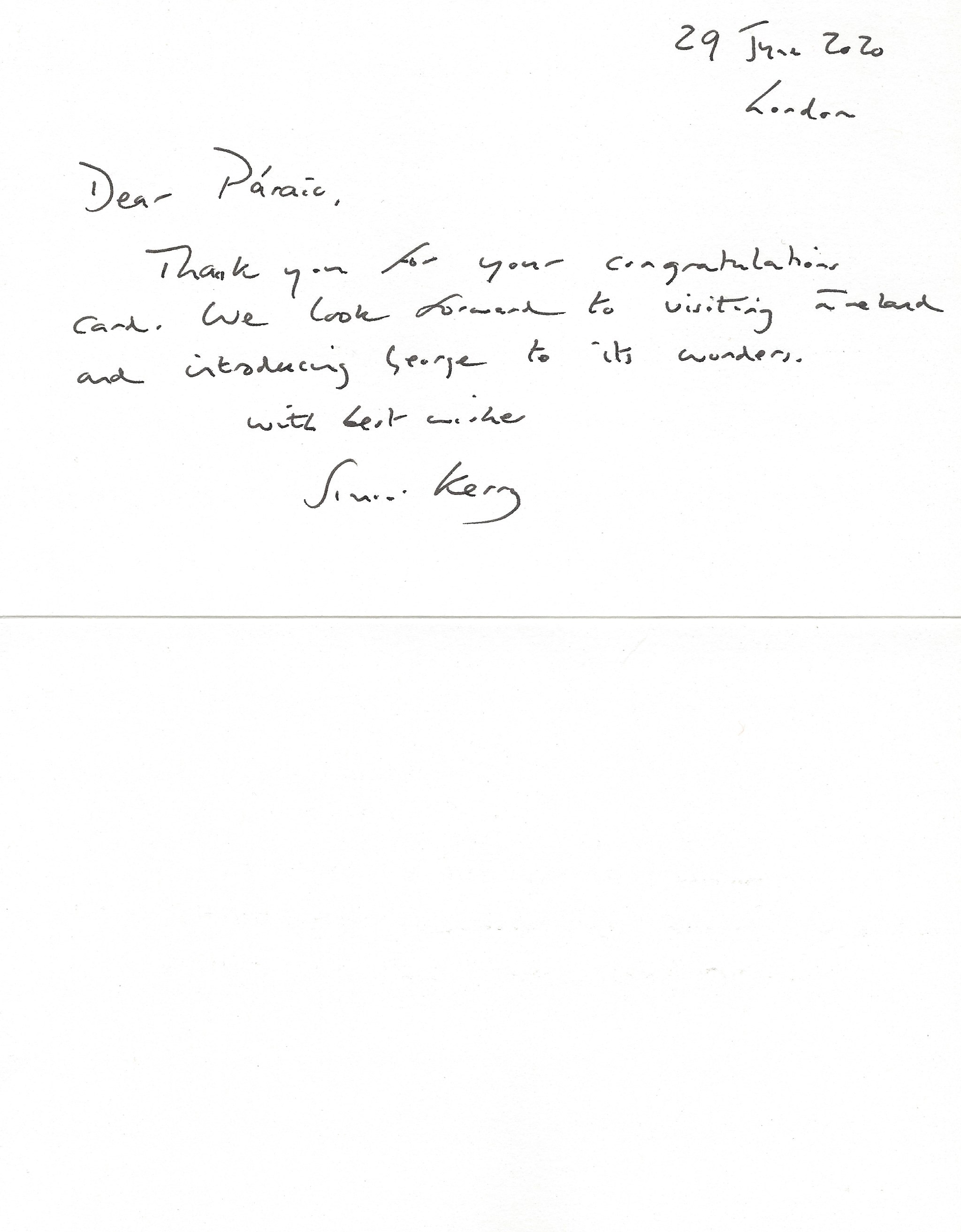 Birth of George, Viscount of Calne and Calstone Card Inside