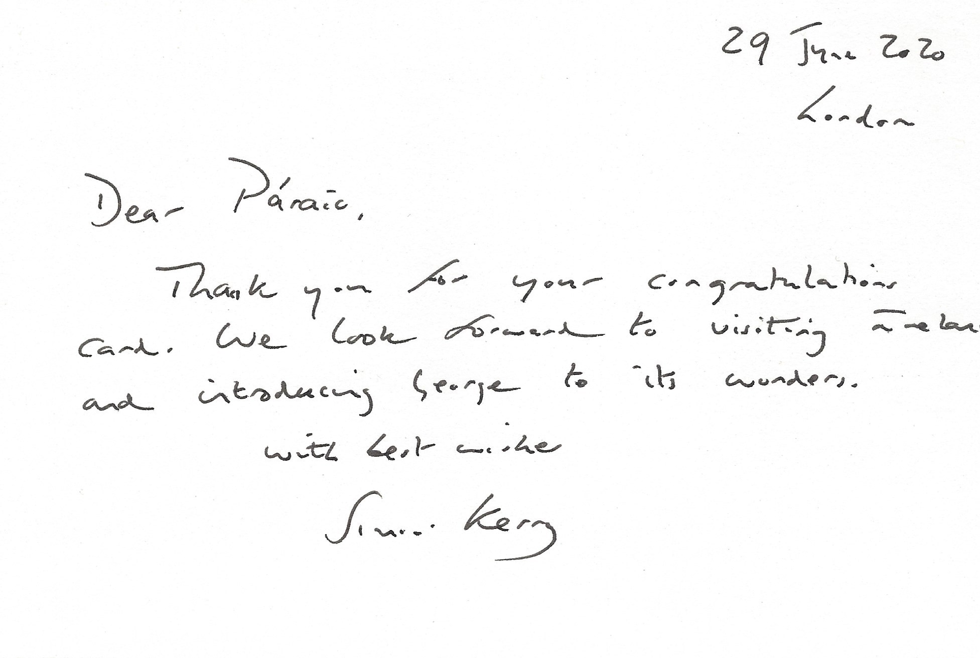 Birth of George, Viscount of Calne and Calstone Card Message