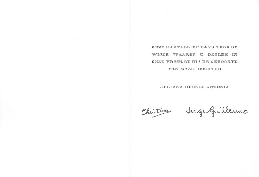 Birth of Juliana Guillermo Card Inside