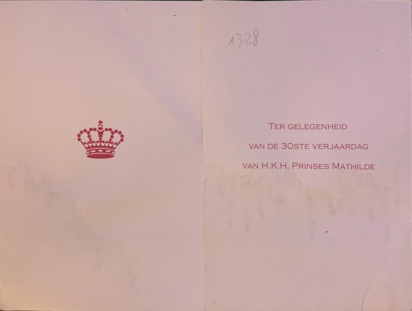 Mathilde, Duchess of Brabant 3oth Birthday Card Front
