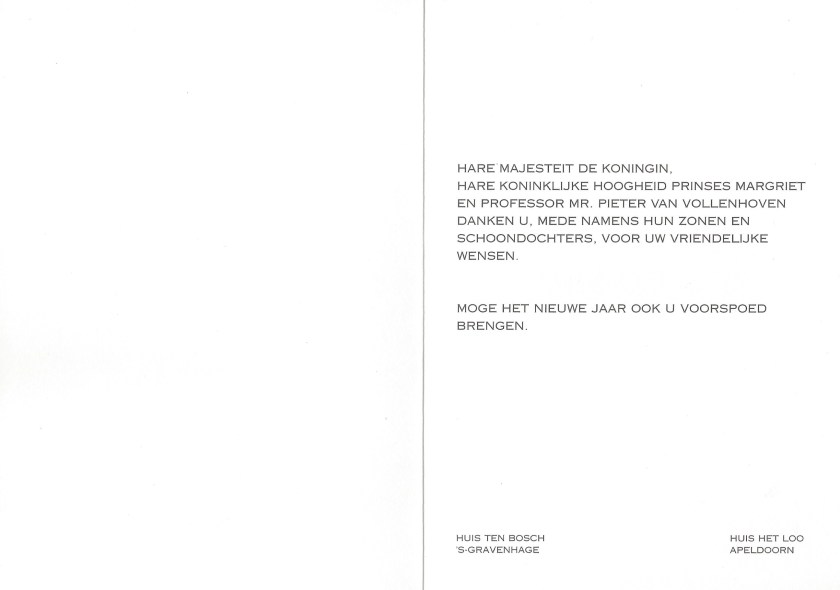 Margriet and Pieter Christmas Card Inside