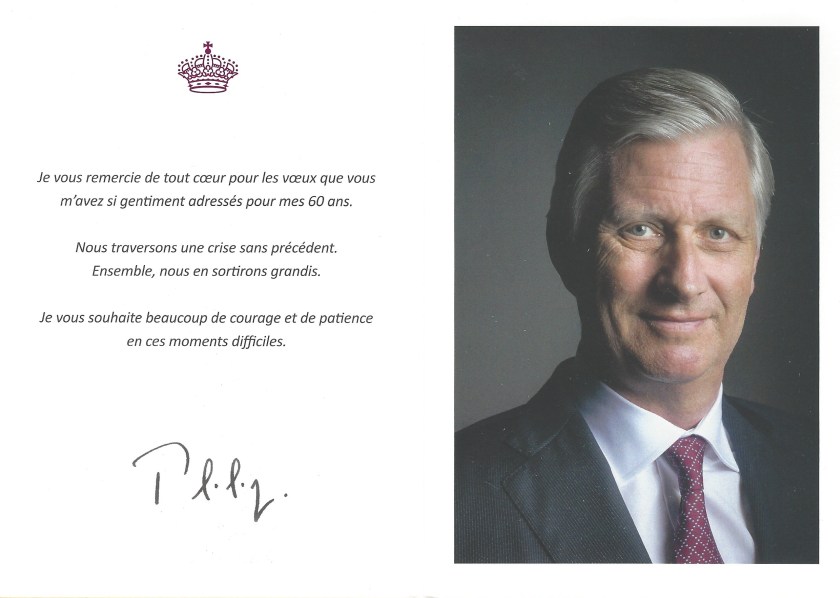 Philippe King of The Belgians 60th Birthday Card Inside